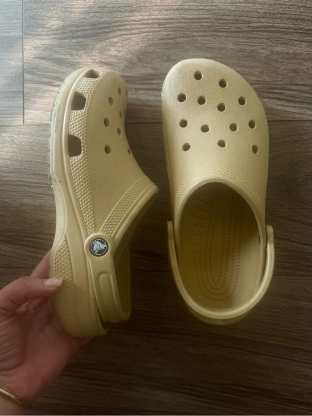 Tan CROCS.